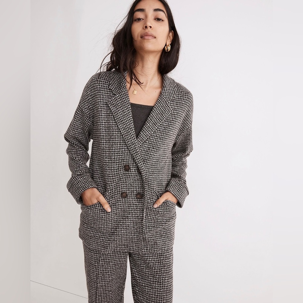 Madewell Brushed Knit Redford Blazer in Houndstooth Check
